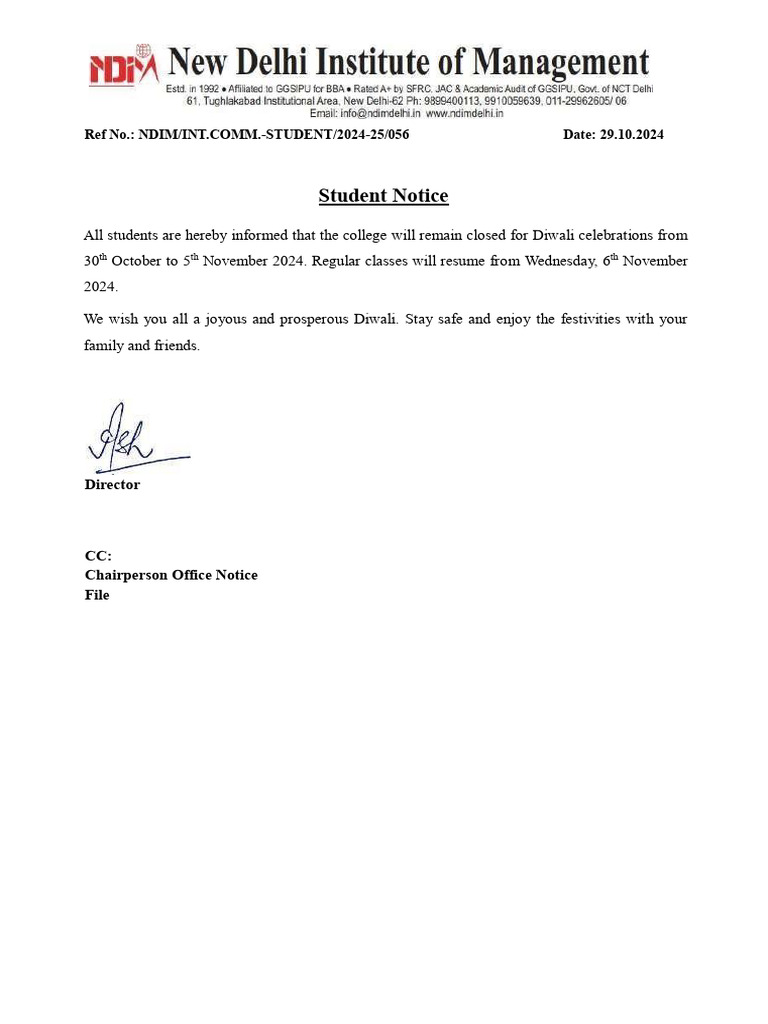 Student Notice - Diwali | PDF | Career & Growth | Sports & Recreation
