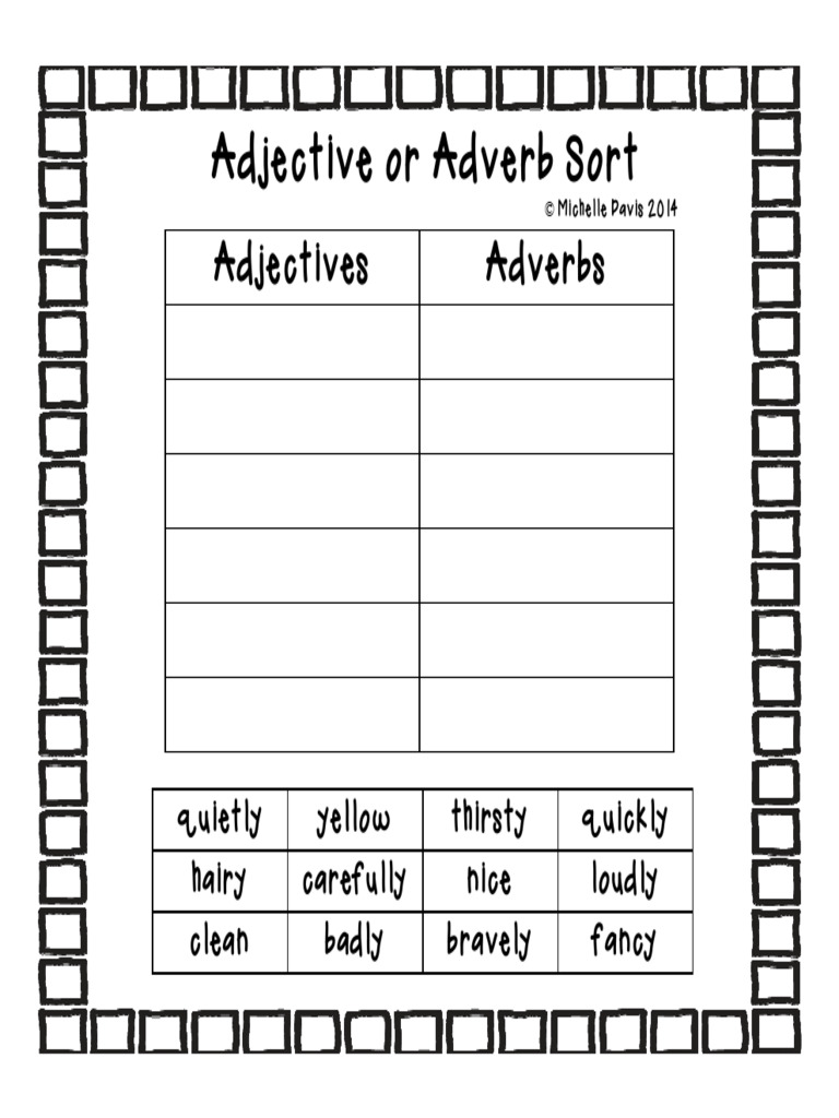 Adjective or Adverb Sort: Adjectives Adverbs | PDF