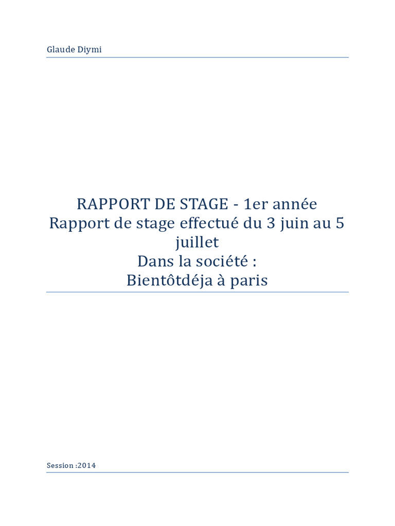 Rapport de stage en informatique à Paris | PDF | Informatique