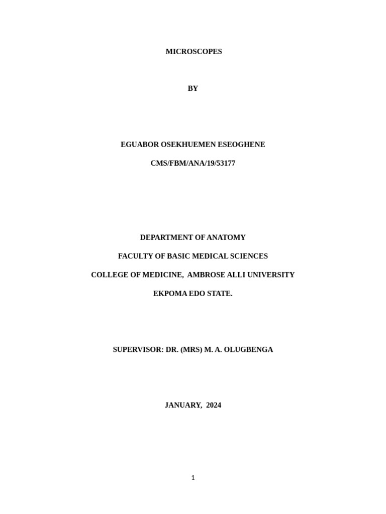Seminar Work OSE | PDF | Microscope | Microscopy
