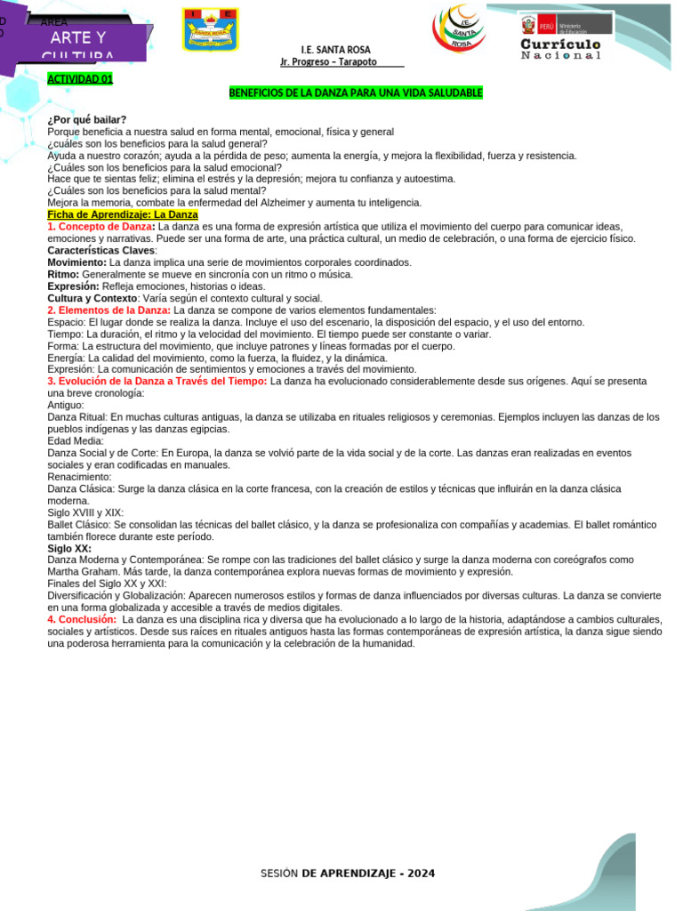 Actividad 01 | PDF | Bailes | Ballet