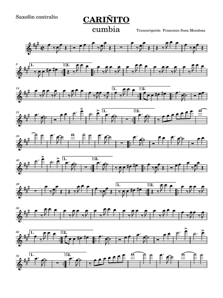 CARIÑITO - Cumbia-Saxofón - Contralto-Saxofón - Contralto | PDF