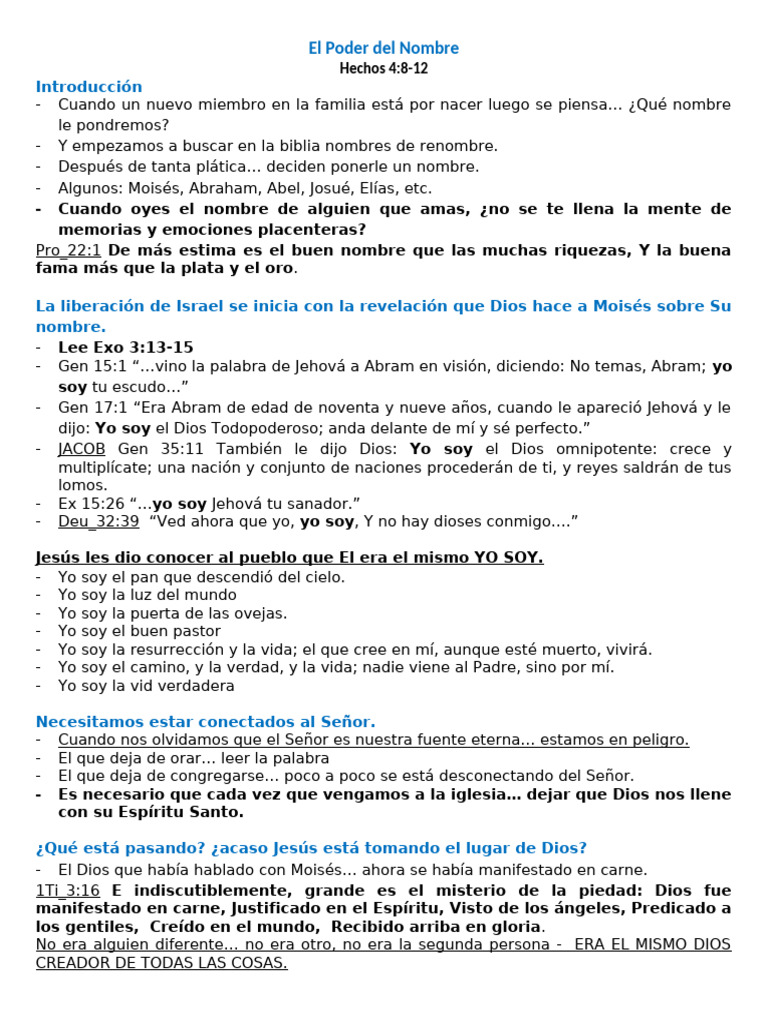 0041 El Poder Del Nombre 14 01 2020 Martes | PDF | Dios | Jesús