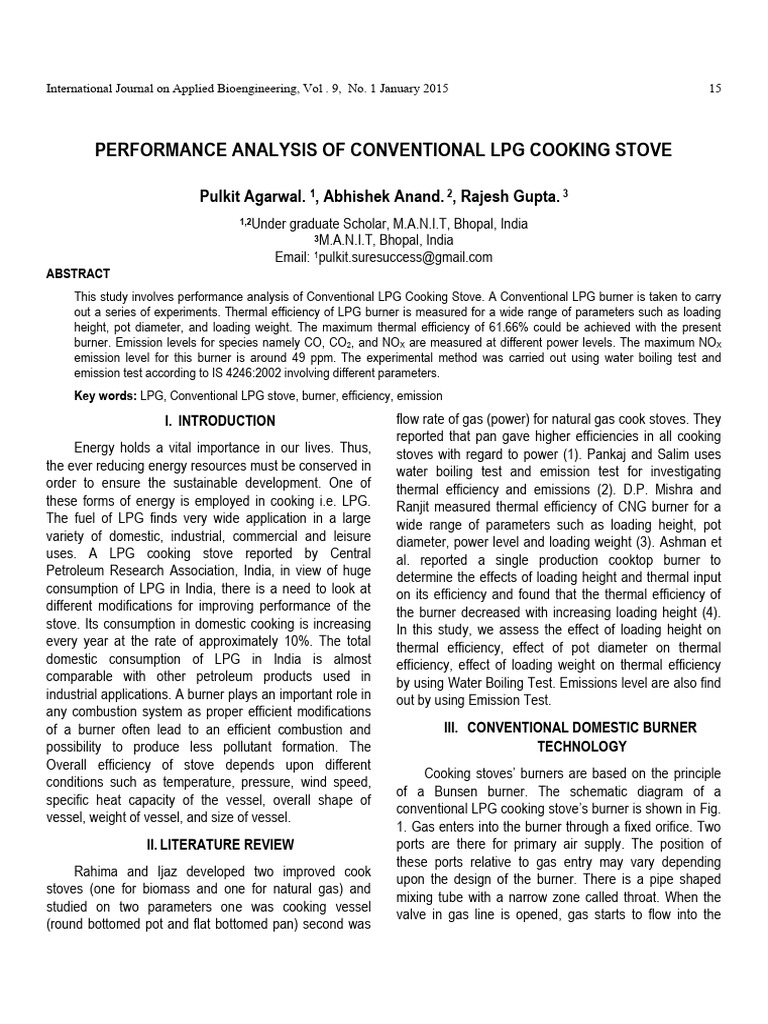 LPG Cooking Stove Performance Analysis | PDF | Exhaust Gas | Liquefied ...