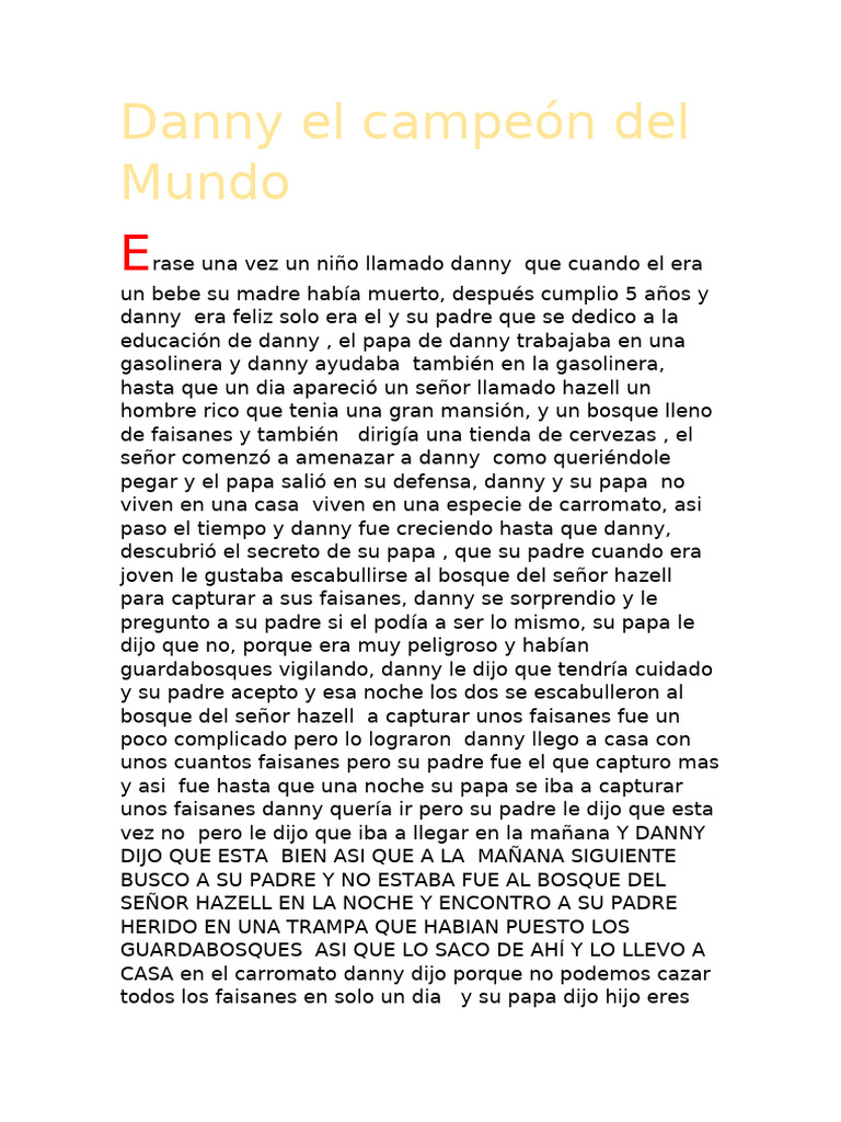 Danny El Campeón Del Mundo | PDF