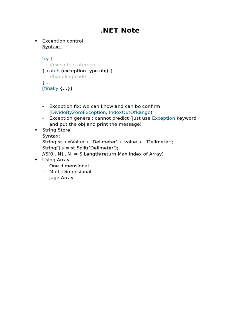 DotNET Note | PDF | Computers | Technology & Engineering