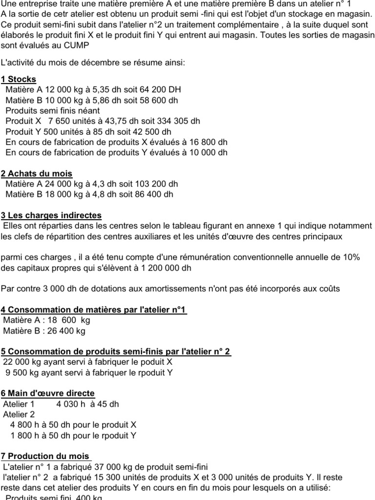 Méthode Des Coûts Complets Exercices Corrigés Pdf TD2 Exercice Et Corrigé Coût Complet | PDF | Économie | La nature