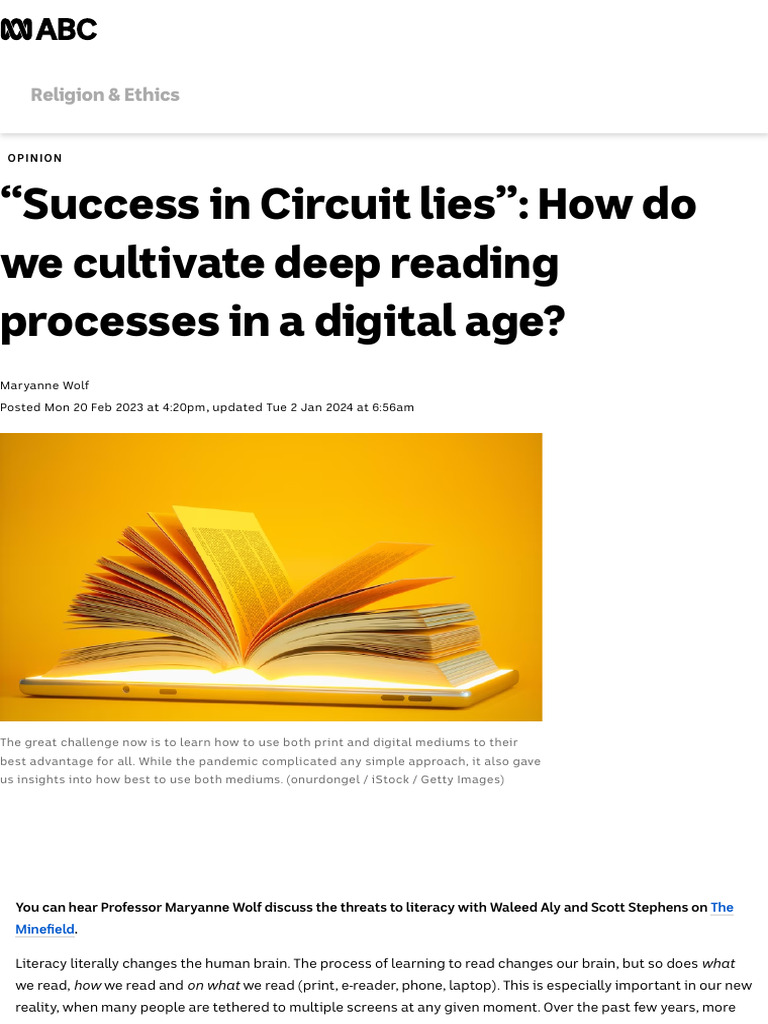 Deep Reading in a Digital Age | PDF | Executive Functions | Attention