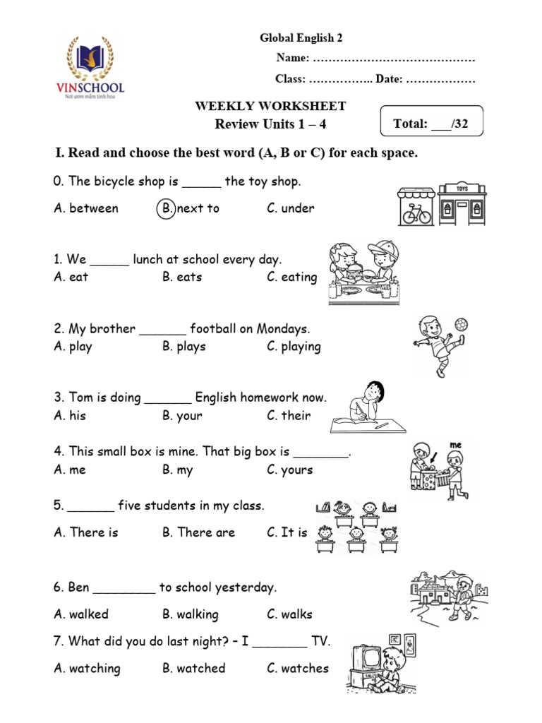 Review units 1 4 i read and choose the best word a b or c for