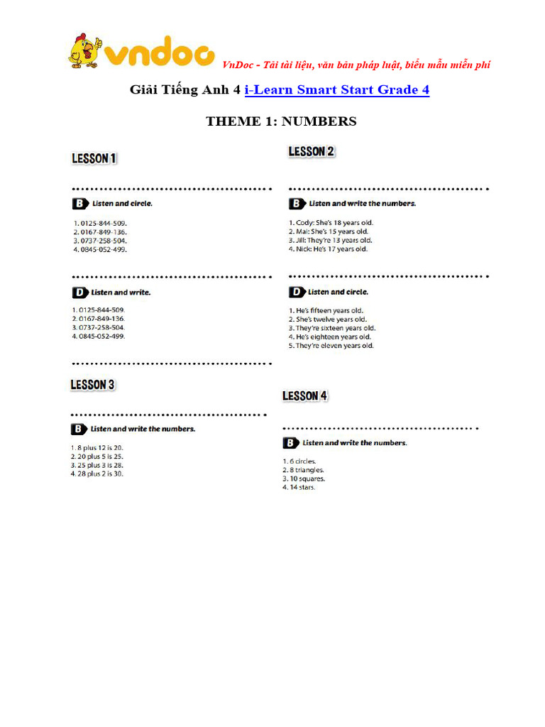 Giai tieng anh 4 i learn smart start grade 4 theme 1 2 pdf