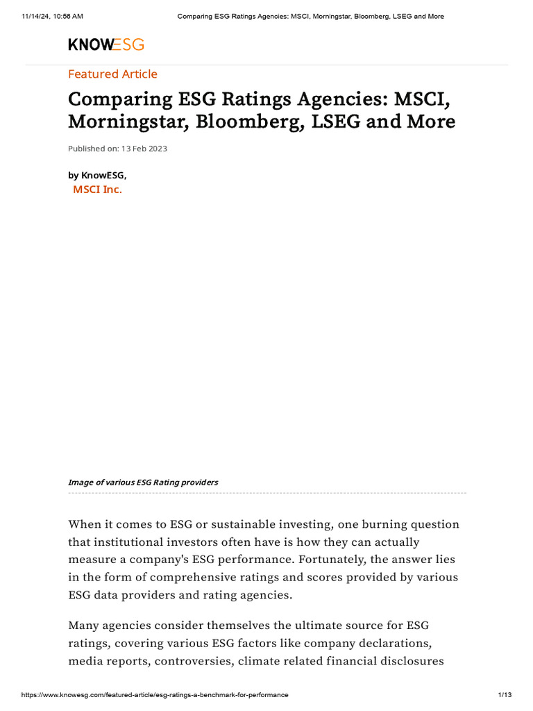 ESG Ratings Comparison: LSEG vs Bloomberg | PDF | Credit Rating Agency ...