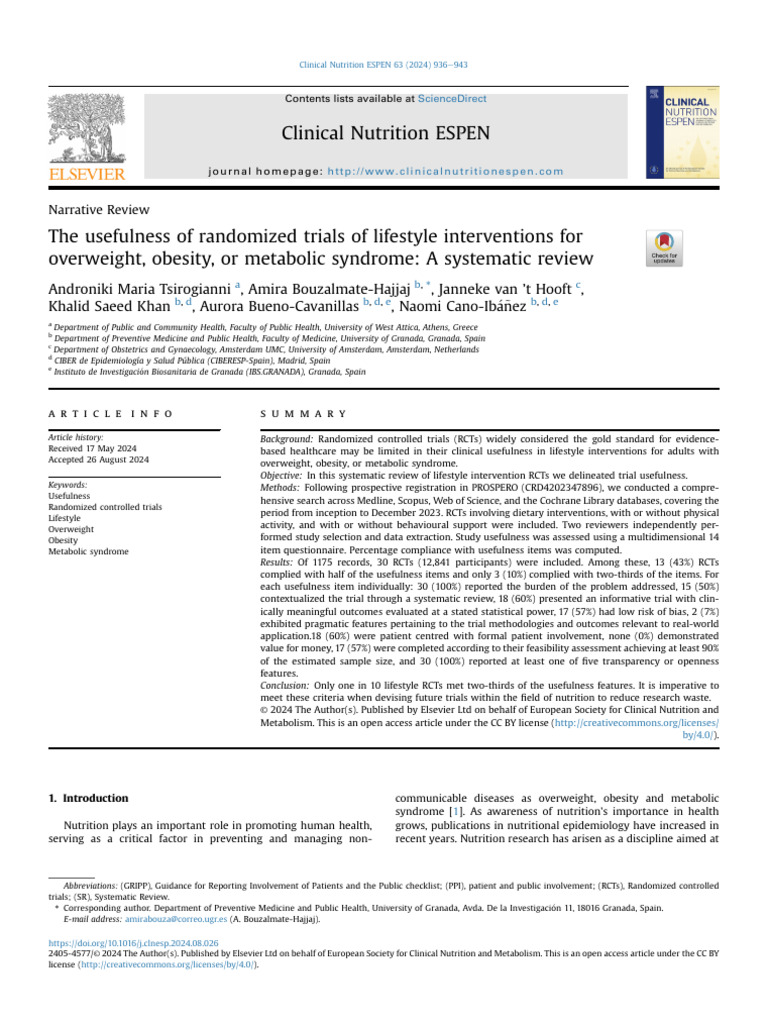 The Usefulness of Randomized Trials of Lifestyle Interventions For ...