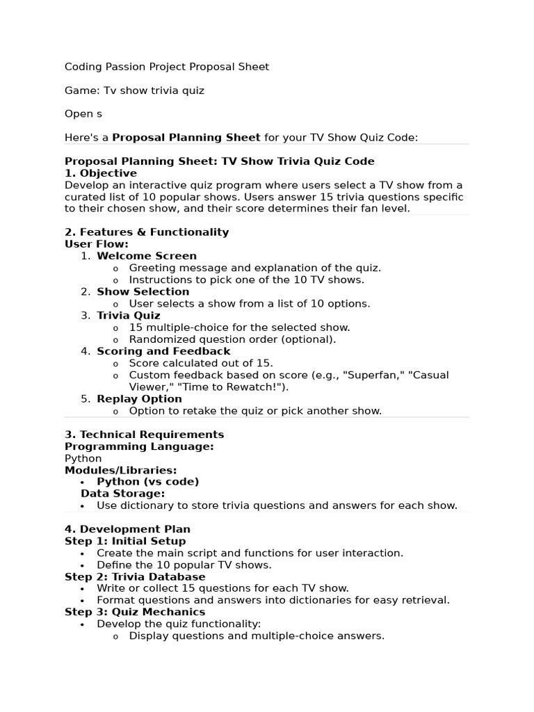 Coding Passion Project Proposal Sheet | PDF | Python (Programming ...