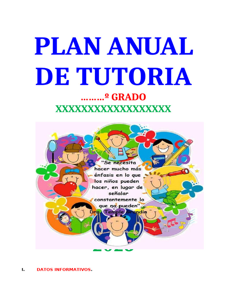 Plan Anual de Tutoria 2023 | PDF | Aprendizaje | Las emociones
