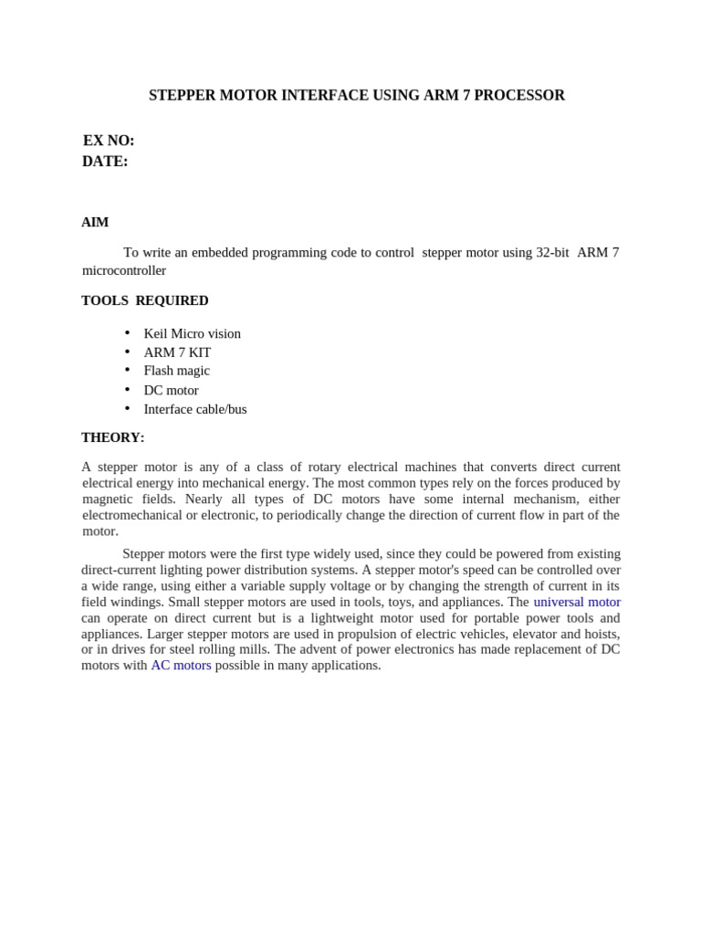 Control Stepper Motor with ARM7 Code | PDF | Electric Motor | Direct ...
