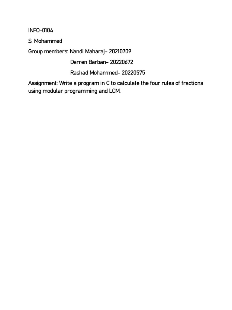 C Program for Fraction Operations | PDF | Arithmetic | Mathematics
