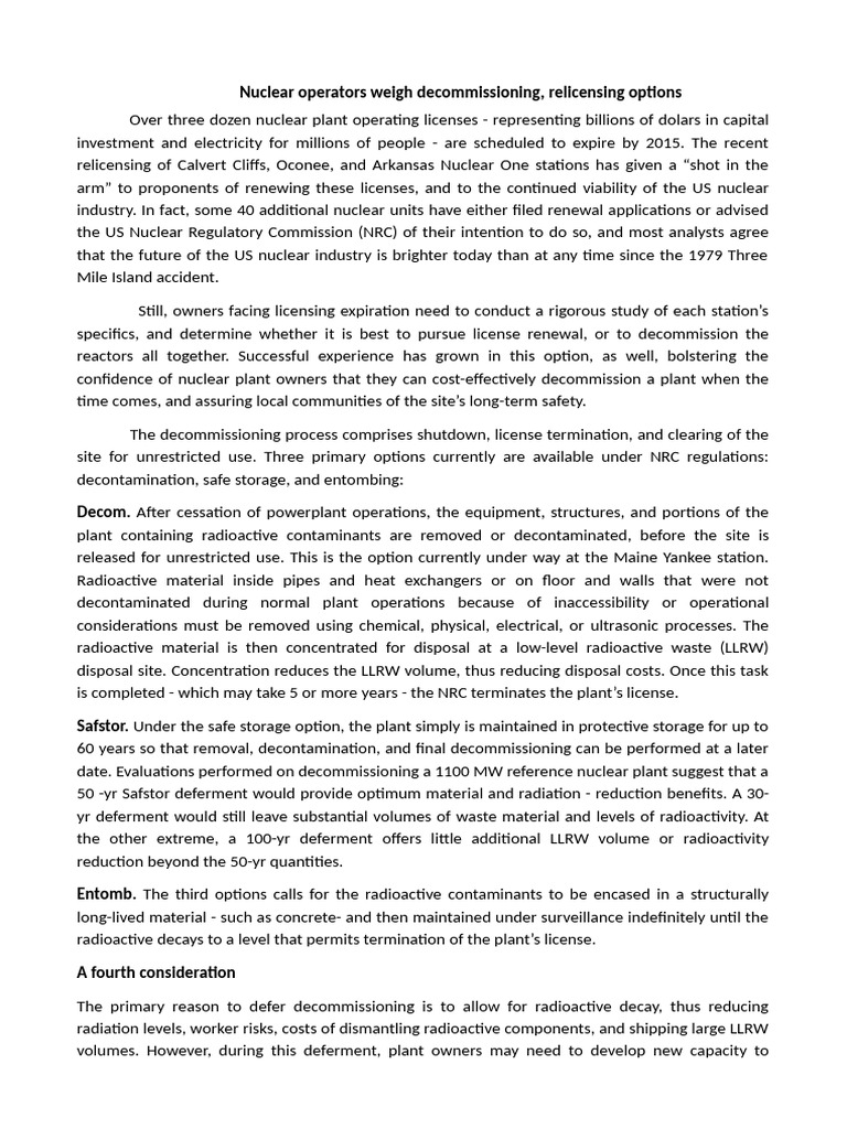Unit 1 | PDF | Nuclear Power Plant | Nuclear Technology