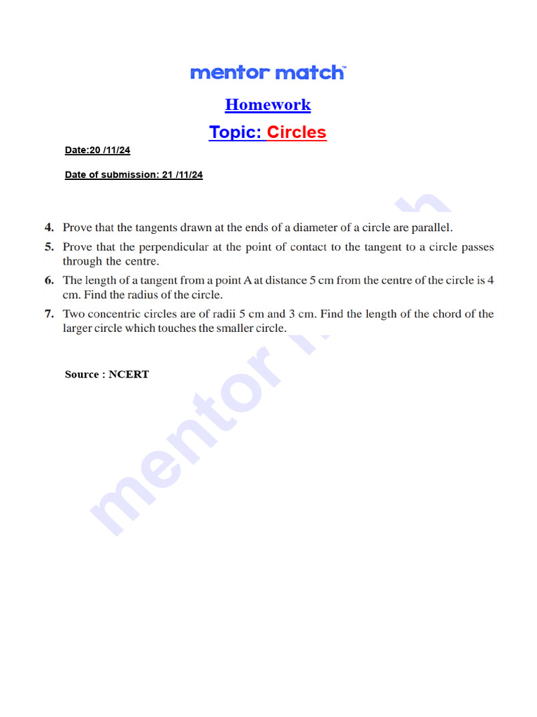 HW On 20th Nov in Circles | PDF