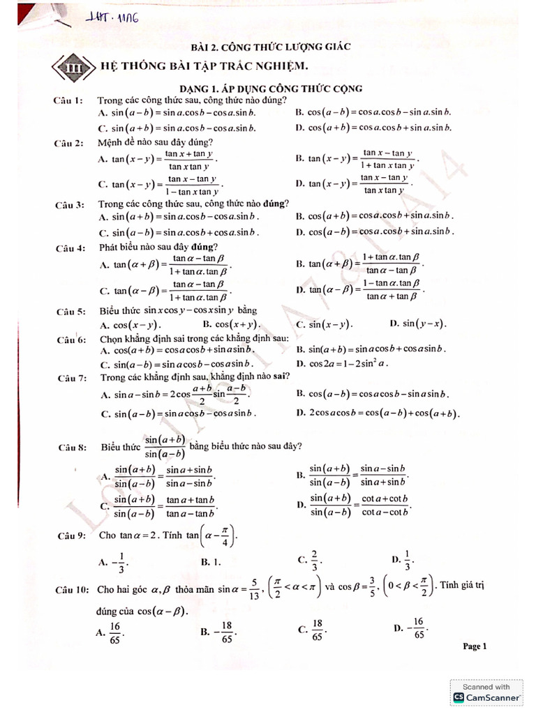 Công TH C Lư NG Giác | PDF