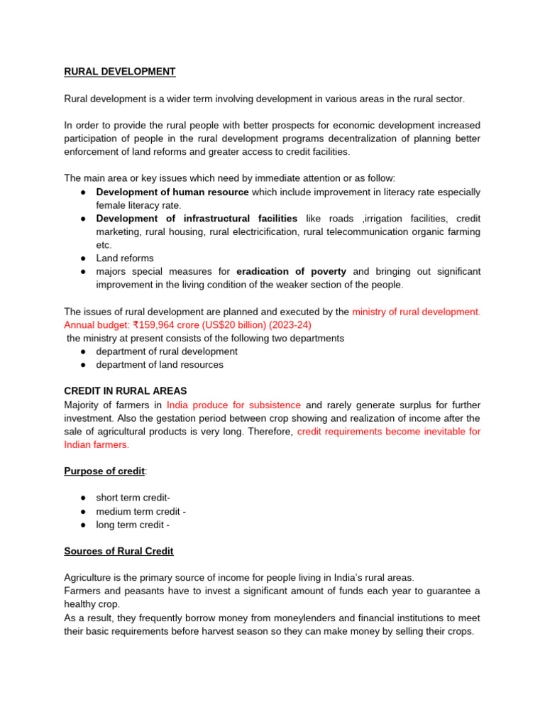 RURAL DEVELOPMENT | PDF | Loans | Banks