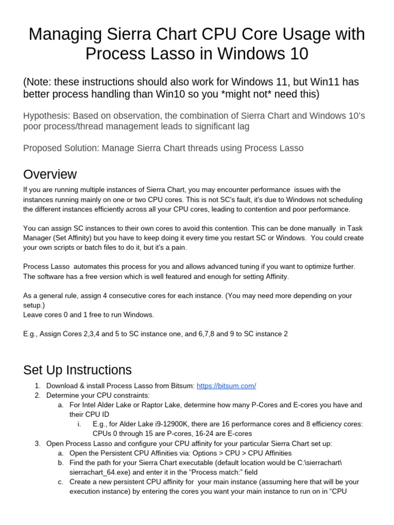 Optimize Sierra Chart CPU Usage with Lasso | PDF | Multi Core Processor ...