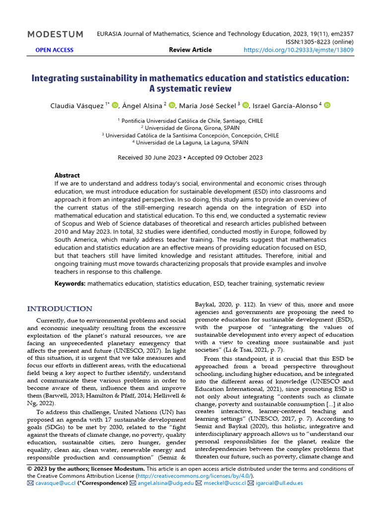 Integrating ESD in Math Education Review | PDF | Sustainable ...
