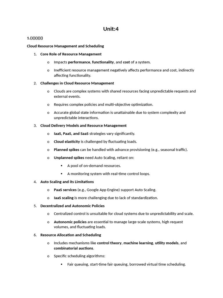 Unit 4 Notes | PDF | Supercomputer | Scheduling (Computing)
