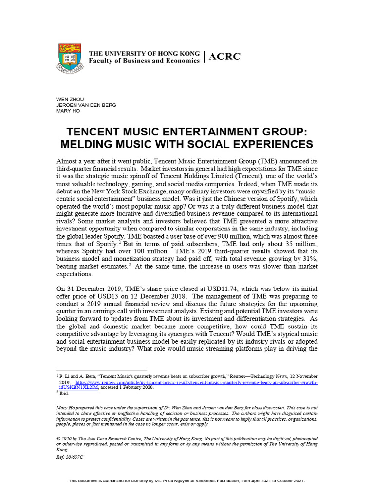 Company Growth Case Pdf We Chat Tencent