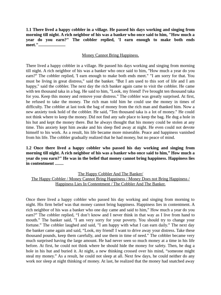 The Happy Cobbler: A Lesson on Happiness | PDF | King Lear