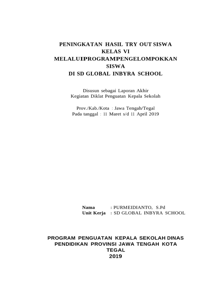 Contoh 1. Laporan RPS-SD | PDF