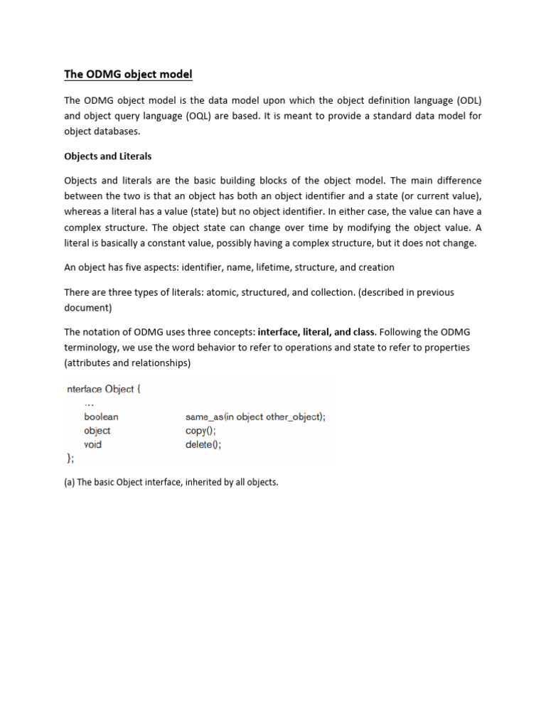 Overview of the ODMG Object Model | PDF | Inheritance (Object Oriented ...