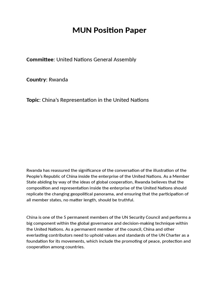 MUN Position Paper 3 | PDF | United Nations | International Relations