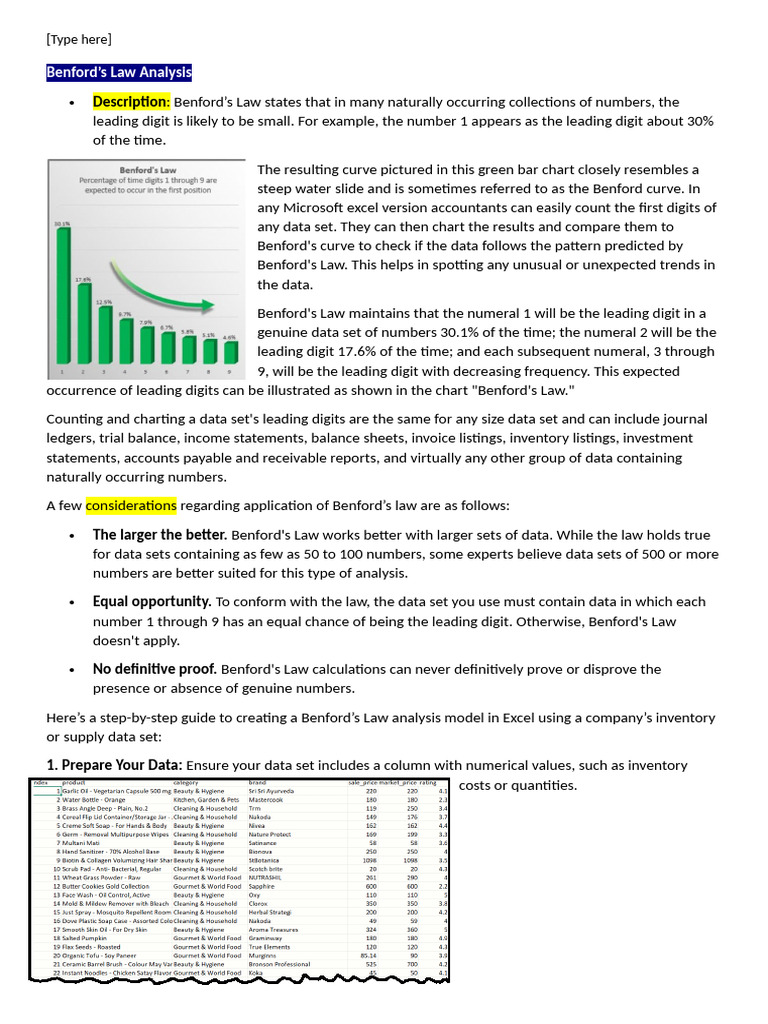 ACL BENFORD ANALYSIS intelligence overview