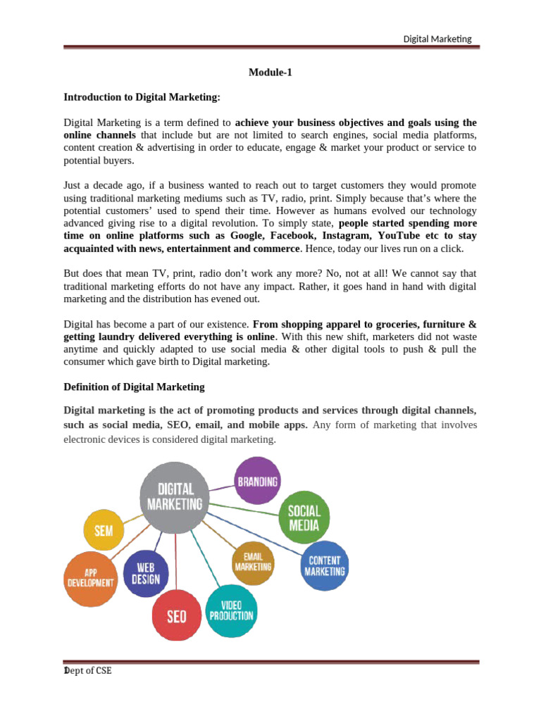Module 1 Pdf Digital Marketing Search Engine Optimization
