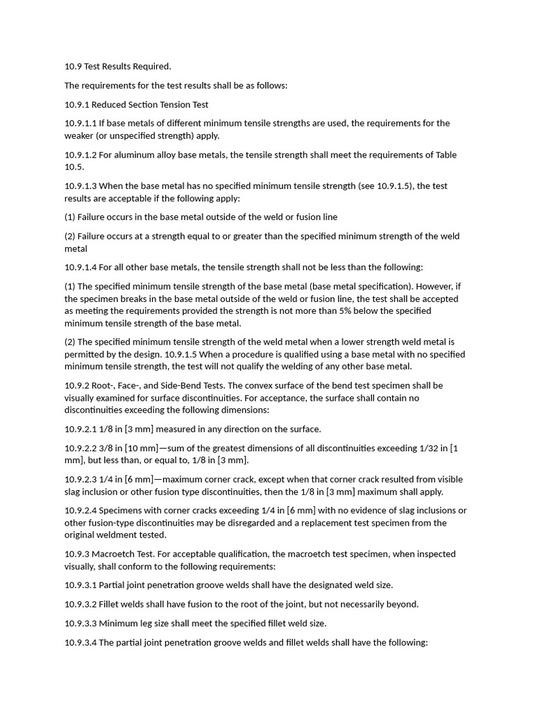 AWS D15.1 Test Requirements Summary | PDF | Welding | Construction