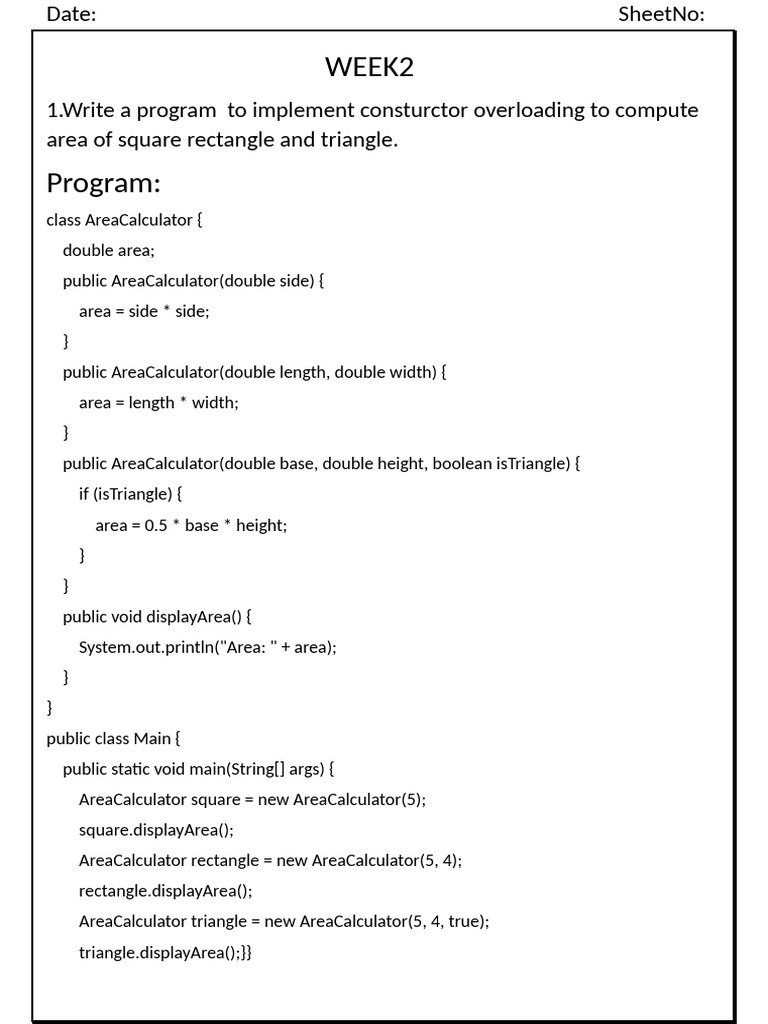 Java Programs for Area, Student, Teacher, and Bank Account | PDF ...