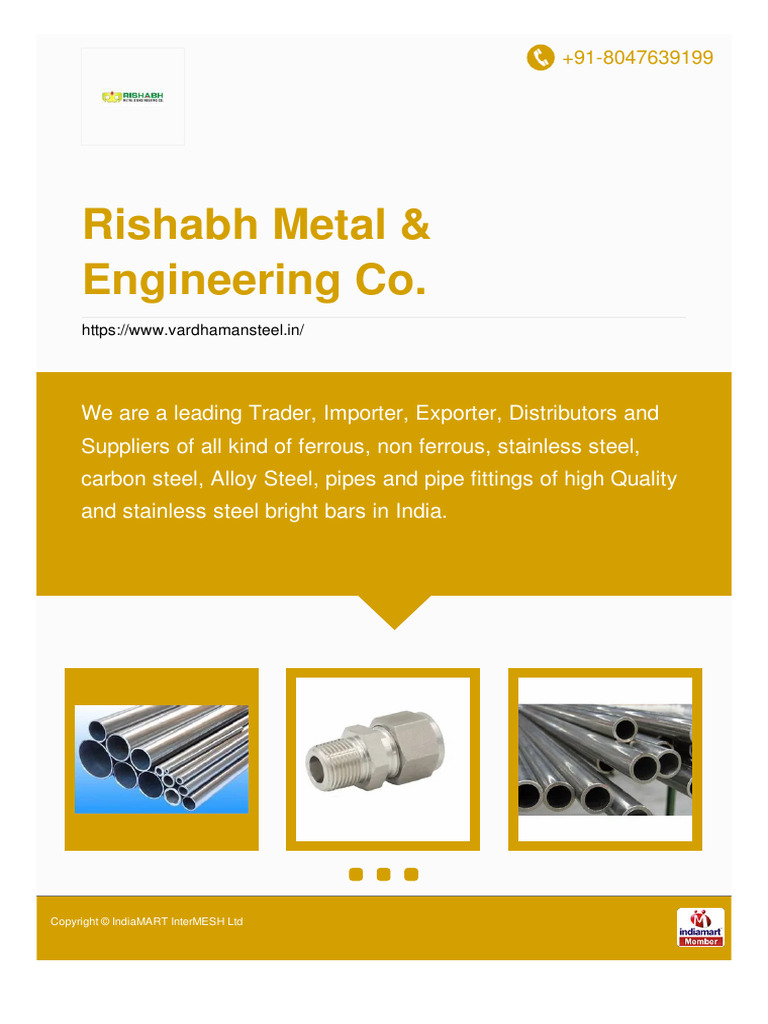 Rishabh Metal & Engineering Overview | PDF | Pipe (Fluid Conveyance ...