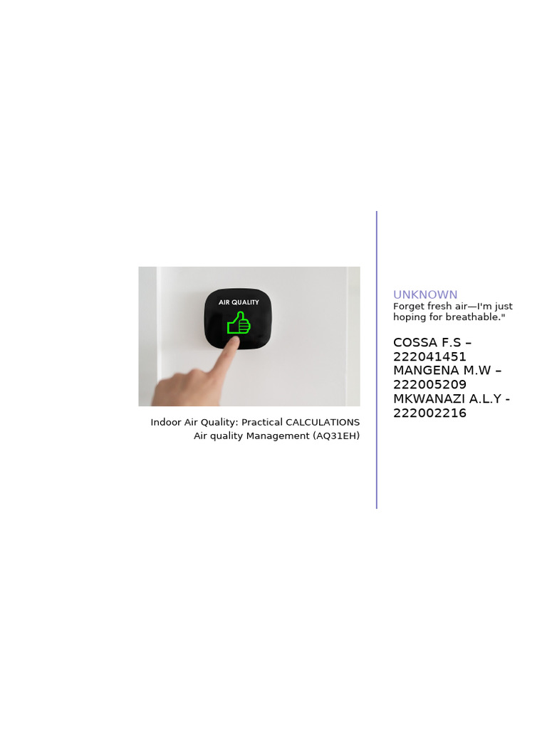 Indoor Air Quality Calculations Guide | PDF