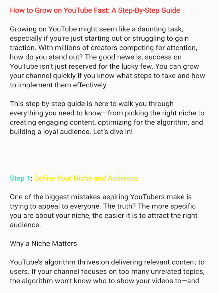 How To Grow On Youtube Fast | PDF