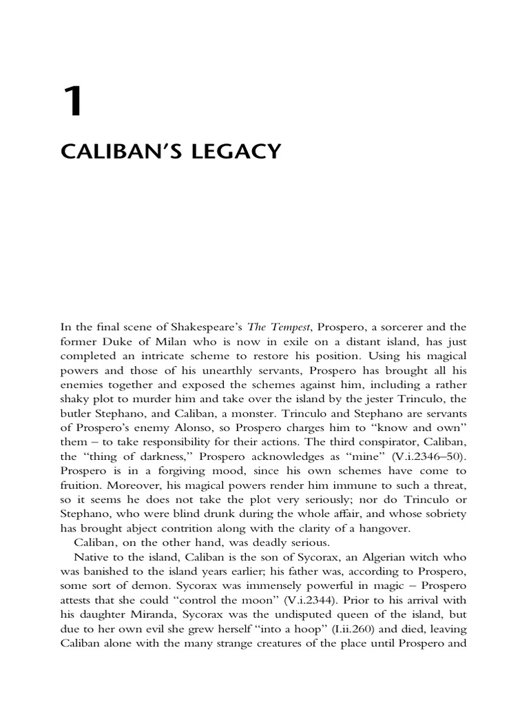 Chemers, Chapter 1, Caliban's Legacy | PDF | The Tempest | Zombies