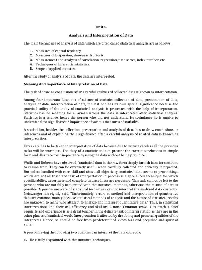 Data Interpretation in Statistics | PDF | Statistics | Data