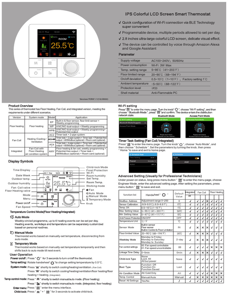 Tuya WiFi Smart Thermostat Guide | PDF | Thermostat | Manufactured Goods