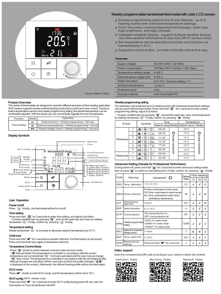 Weekly Programmable Handwheel Thermostat | PDF | Thermostat ...