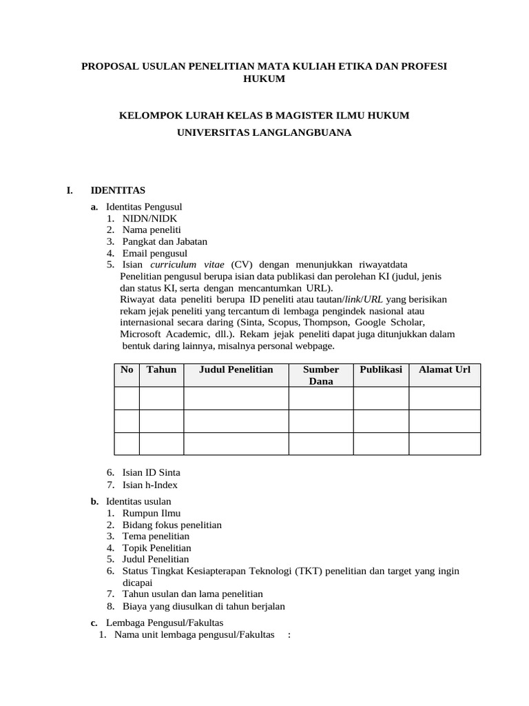 Proposal Usulan Penelitian Etika Profesi Kelompok Lurah | PDF