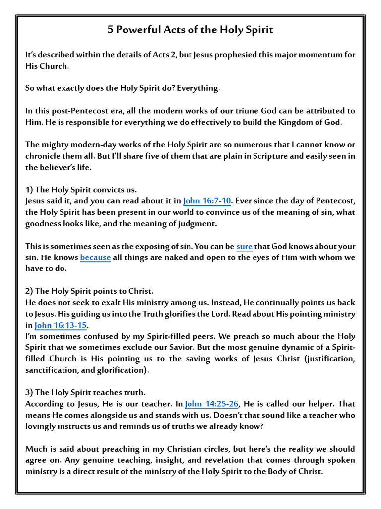 5 Key Roles of the Holy Spirit | PDF | Jesus | John The Apostle