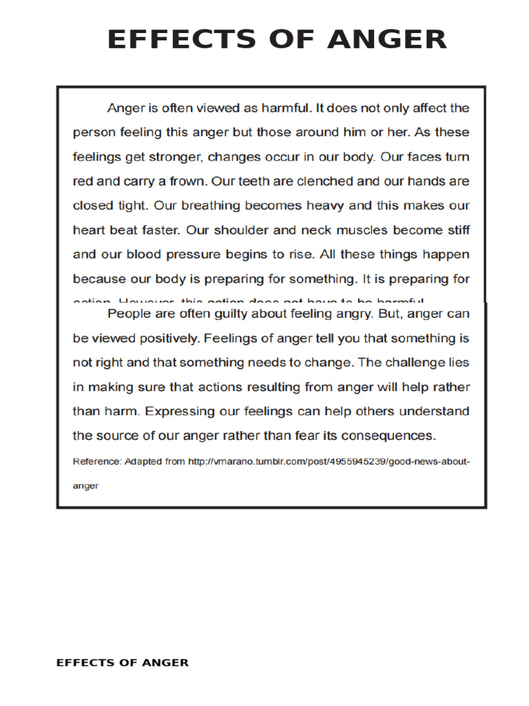 Understanding Anger's Effects and Benefits | PDF