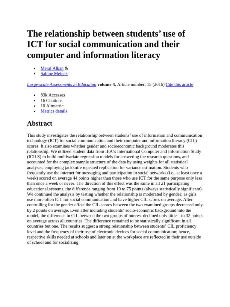 A Research About ICT | PDF | Social Science | Wellness