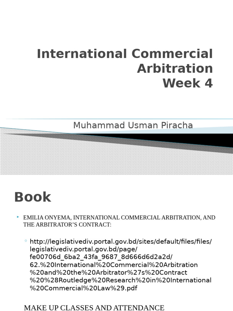 LLB Semester 9 Week 5 Slides Shared | PDF | Arbitration | Arbitral Tribunal