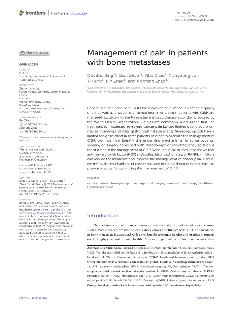 Managemen Pain Metastasis Bone | PDF | Radiation Therapy | Metastasis