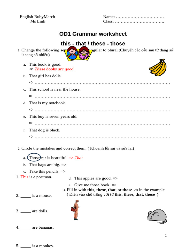 This - That - These - Those - Worksheet | PDF
